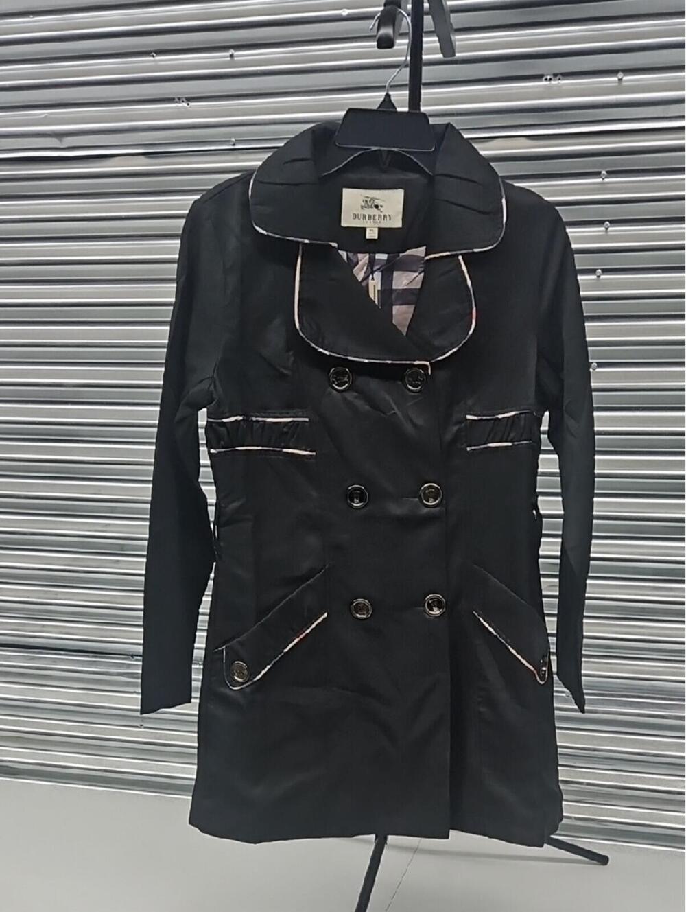 Burberry Black Double-Breasted Trench with Contrast Trim